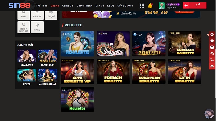 Tổng quan Roulette online dành cho tân binh Sin88 Bet